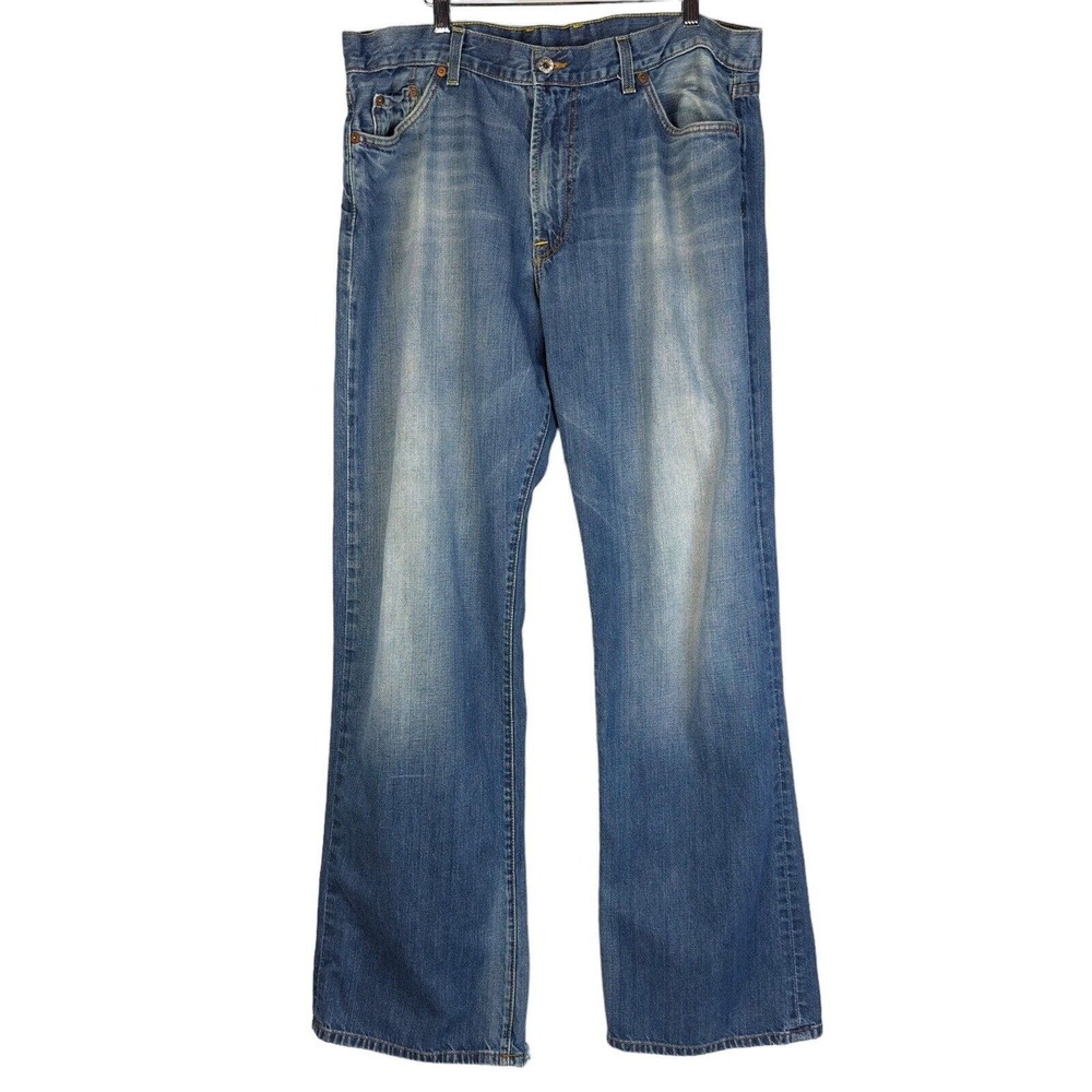 Lucky Brand Relaxed Bootleg Jeans Mens Size 38x34 Distressed Medium Wash